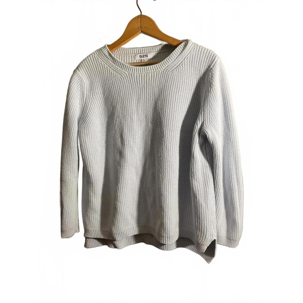 525 America Light Blue Ribbed Knit Sweater for Women Medium
